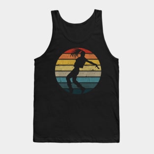 Breakdance Dancer Silhouette On A Distressed Retro Sunset graphic Tank Top